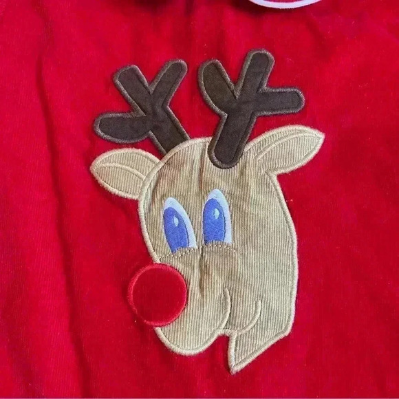 4T 100% cotton Rudolph red Christmas shift dress long sleeves ribbed corduroy - Picture 2 of 7